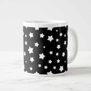 Black and white stars pattern large coffee mug