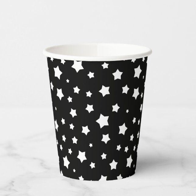Black and white stars pattern paper cups (Left)