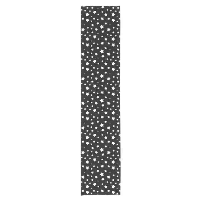 Black and white stars pattern short table runner (Front)