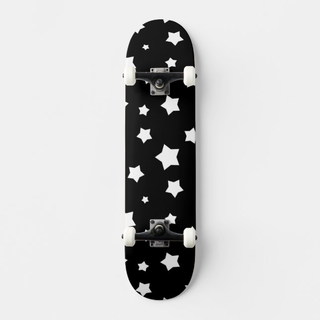 Black and white stars pattern skateboard (Front)
