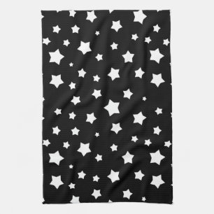 Black and white stars pattern tea towel