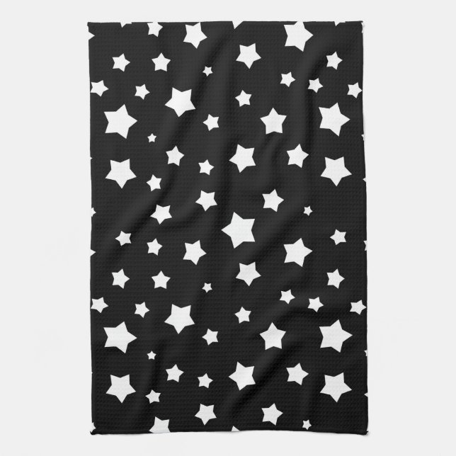 Black and white stars pattern tea towel (Vertical)