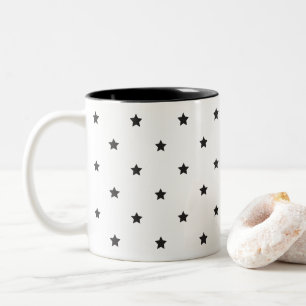 Black And White Stars Pattern Two-Tone Coffee Mug