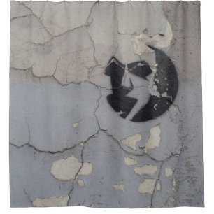 Black and white stone fragment shower curtain