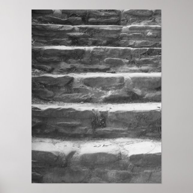 Black And White Stone Steps Photo Poster (Front)