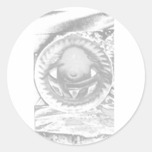 Black and white stone sun classic round sticker