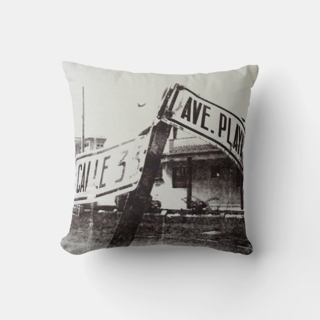 Black and white street sign cushion (Front)