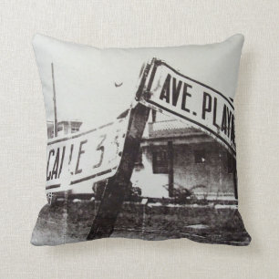 Black and white street sign cushion