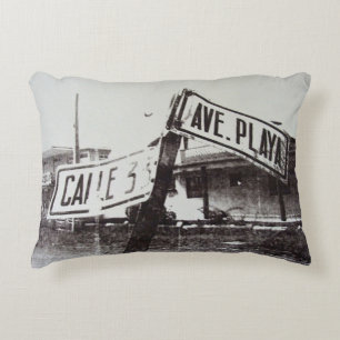 Black and white street sign decorative cushion
