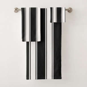 Black And White Stripe  Bath Towel Set