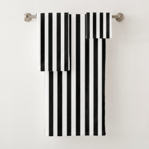 Black and White Stripe Bath Towel Set