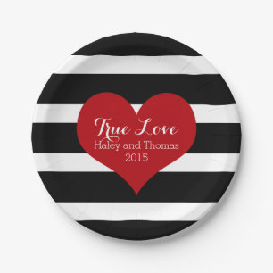 Black and White Stripe Bridal Shower Plates
