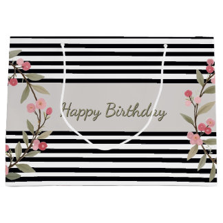 Black And White Stripe Large Gift Bag