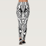 Black and White Stripe Leggings<br><div class="desc">Custom Colours - Abstract Wavy Stripe Black and White Leggings - Customisable - Choose / add your favourite background colour ! MIGNED Design</div>