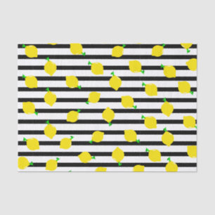 Black and White Stripe & Lemon Tissue Paper