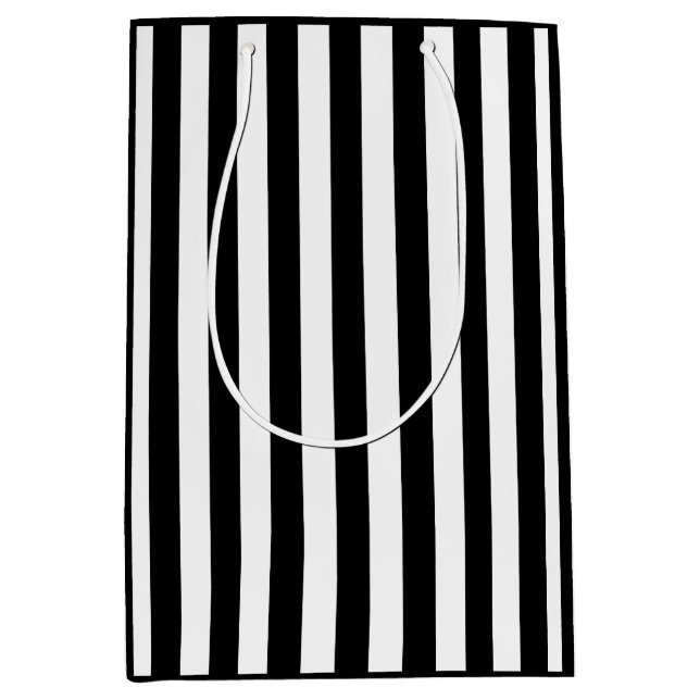 Black and White Stripe Medium Gift Bag (Front)