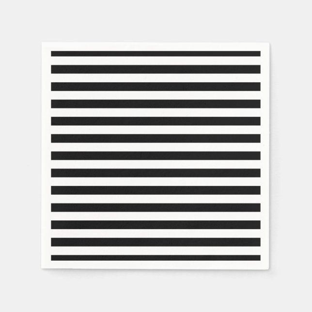 Black and White Stripe Pattern Napkin (Front)
