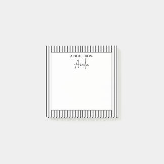 Black and White Stripe Pattern Personalised Name Post-it Notes
