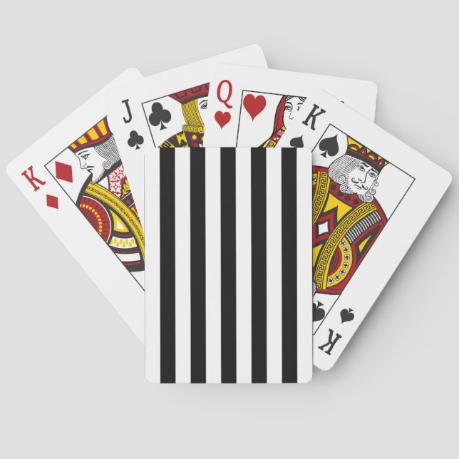 Black and White Stripe Pattern Playing Cards (Back)