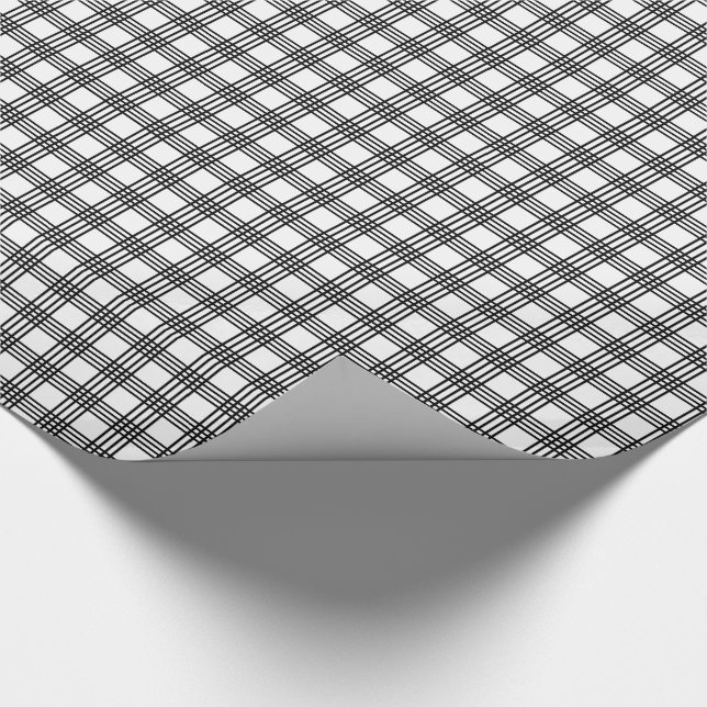 Black and White Stripe Plaid Gift Wrap (Corner)
