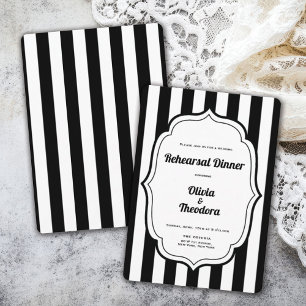 Black and White Stripe Rehearsal Dinner Invitation