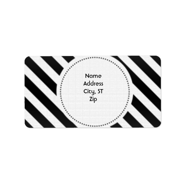 Black and White Stripe Return Address Labels (Front)