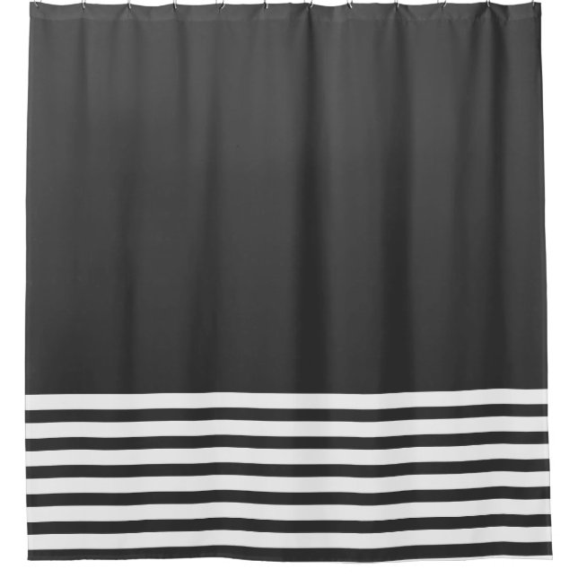 Black and White Stripe Shower Curtain (Front)