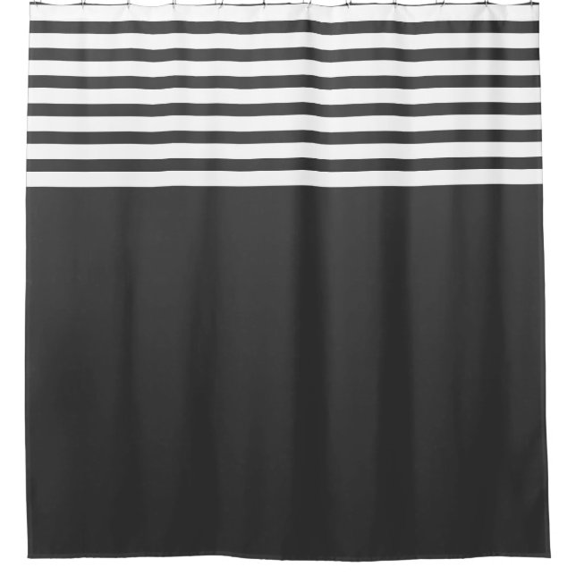Black and White Stripe Shower Curtain (Front)