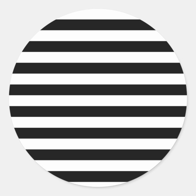 Black and White Stripe | Striped Design Classic Round Sticker (Front)