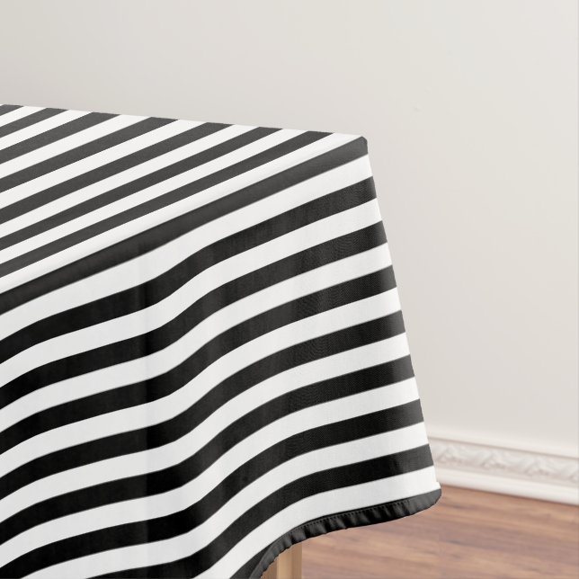 Black and White Stripe Tablecloth (In Situ)
