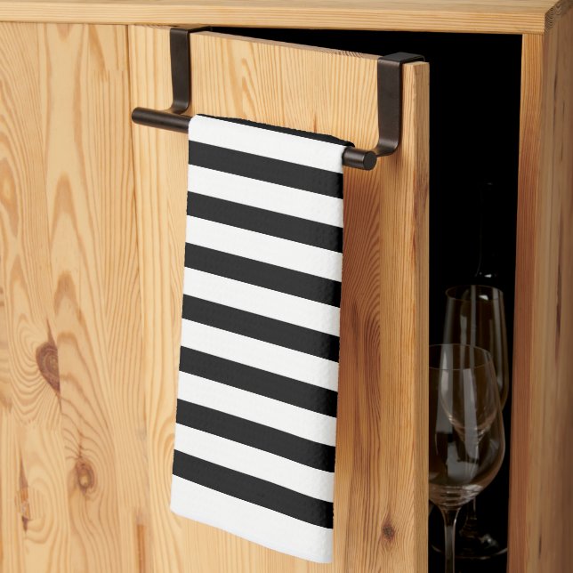 Black and white stripe tea towel (Thirds Fold)