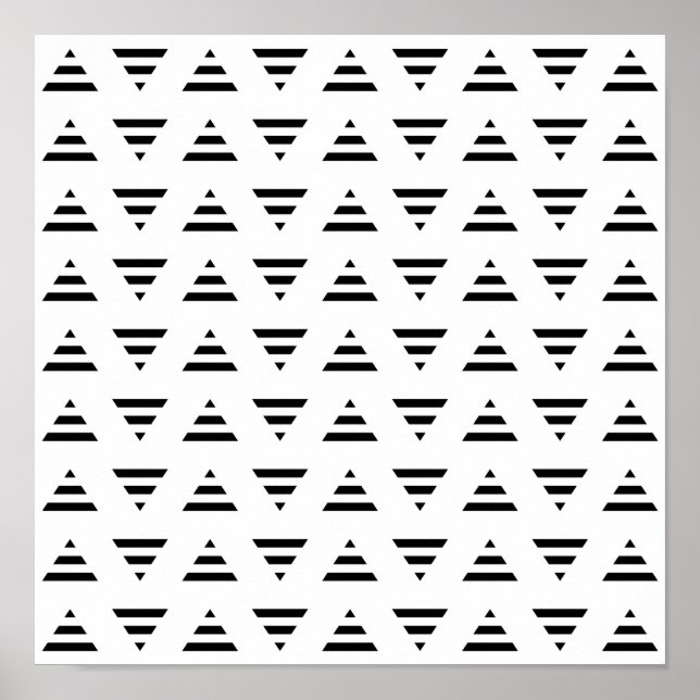 Black and White Stripe Triangles Pattern. Poster (Front)
