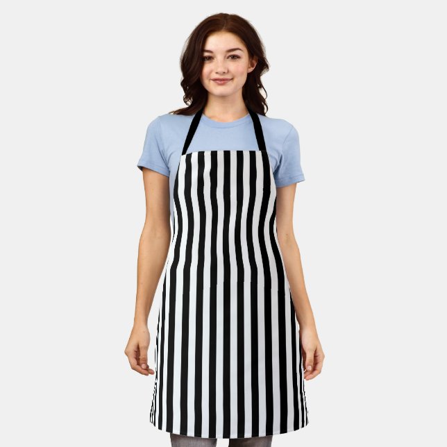 Black and White Striped Apron (Worn)