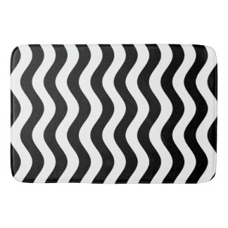 Black and White Striped Bath Mat