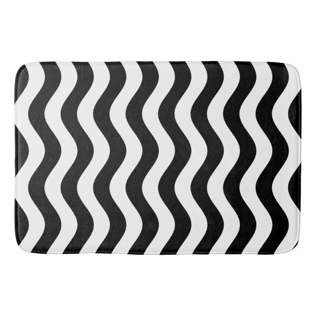 Black and White Striped Bath Mat (Front)