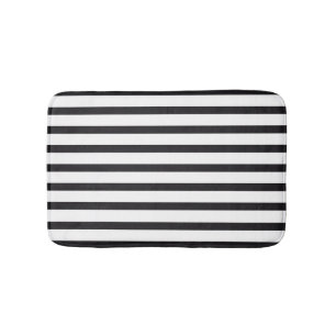 Black and white striped Bath mat