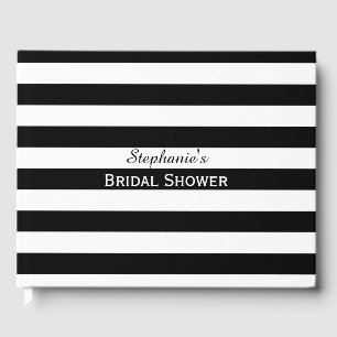 Black and White Striped Bridal Shower Guest Book