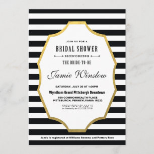 Black and White Striped Bridal Shower Invitation