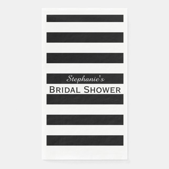 Black and White Striped Bridal Shower Napkin (Front)