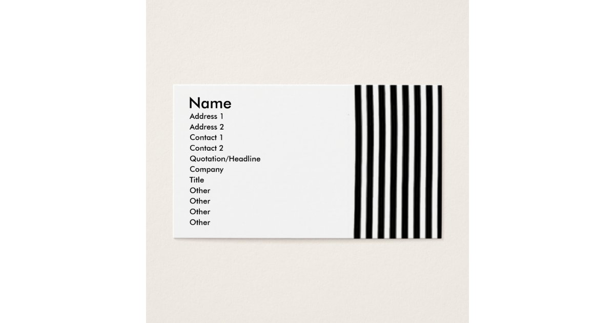 black and white stripe business cards