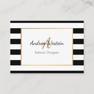 Black and White Striped Business Cards