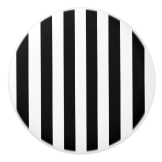 Black and White Striped Ceramic Knob