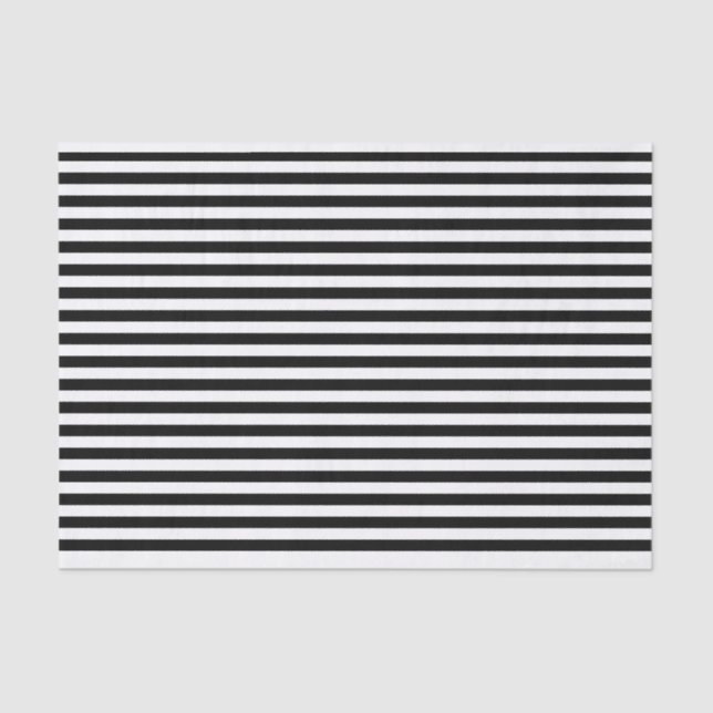 Black and White Striped Classic Tissue Paper (Front)