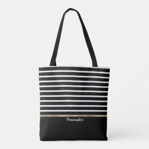 Black and White Striped - Customise Tote Bag