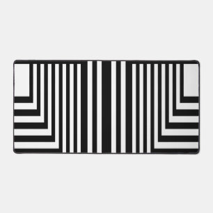 Black and White Striped Desk Mat