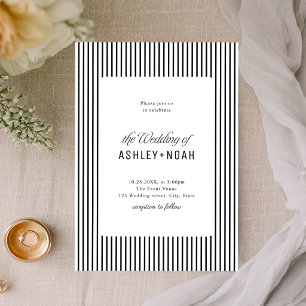 Black And White Striped Elegance Classy Wedding Invitation
