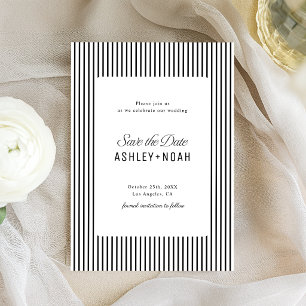Black And White Striped Elegance Classy Wedding Save The Date