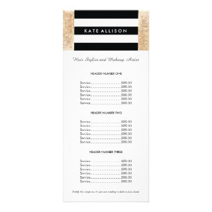 Black and White Striped FAUX Gold Sequin Price Rack Card