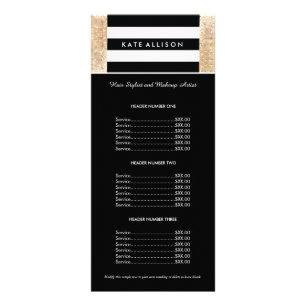 Black and White Striped FAUX Gold Sequin Price Rack Card