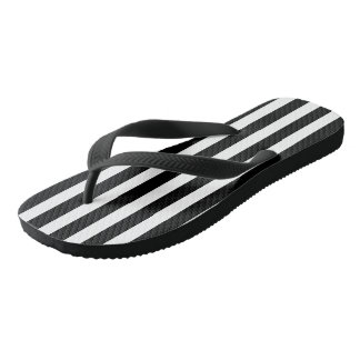 Black and White Striped Flip Flops